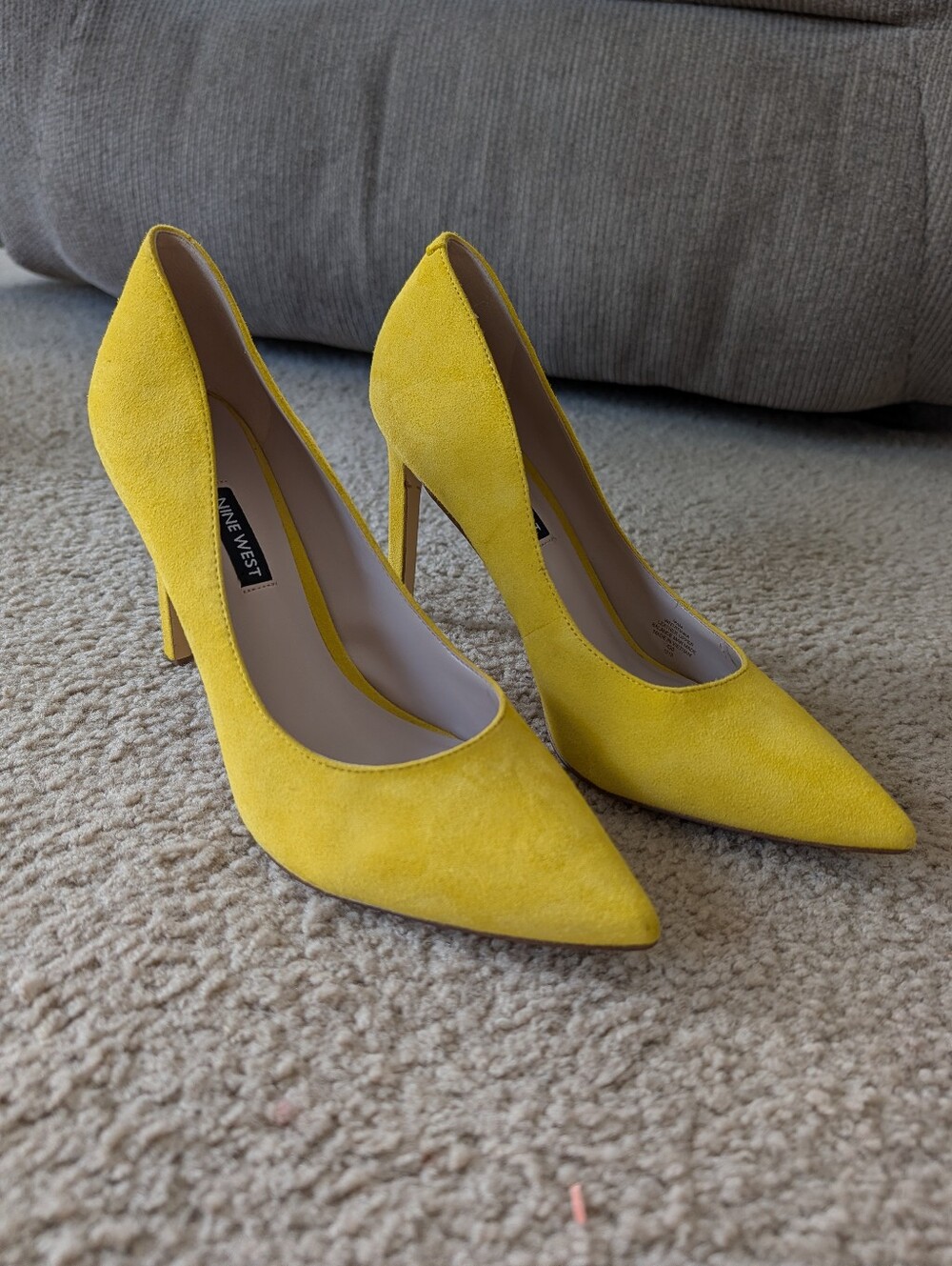 Nine West Bright Yellow Pointed-Toe Suede Pumps